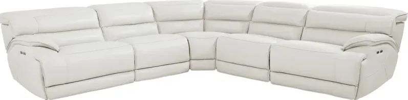 Rossini Light Gray Leather 5 Pc Dual Power Reclining Sectional