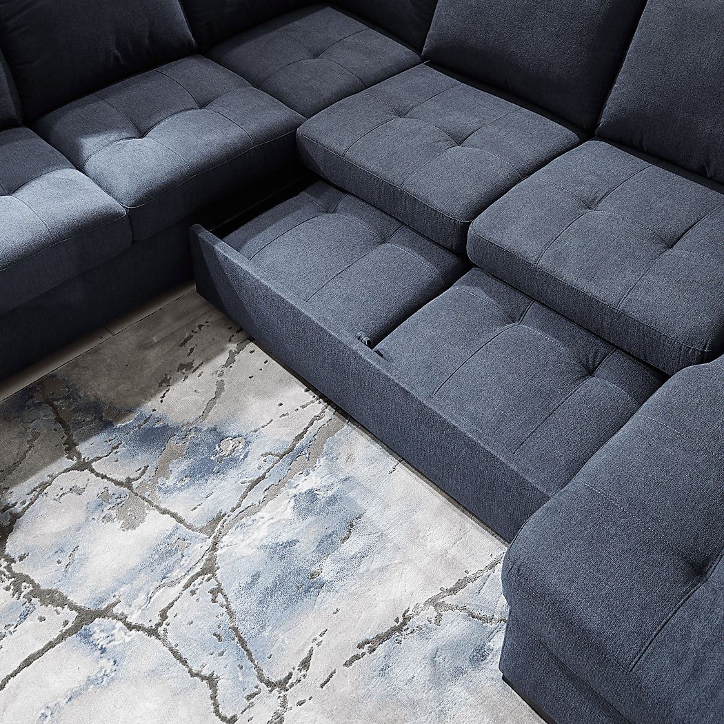 Angelino Heights Blue 3 Pc Sleeper Sectional