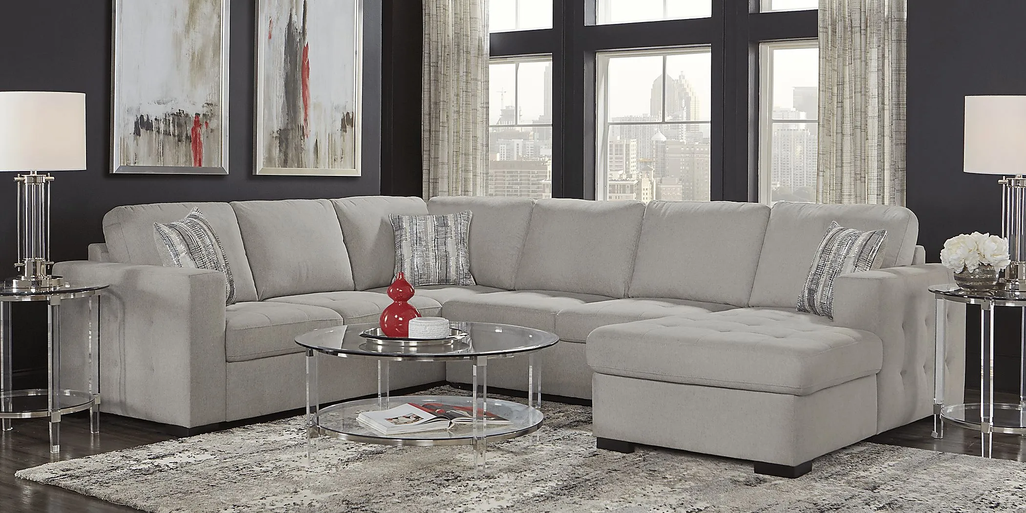 Angelino Heights Gray 3 Pc Sleeper Sectional by Rooms To Go