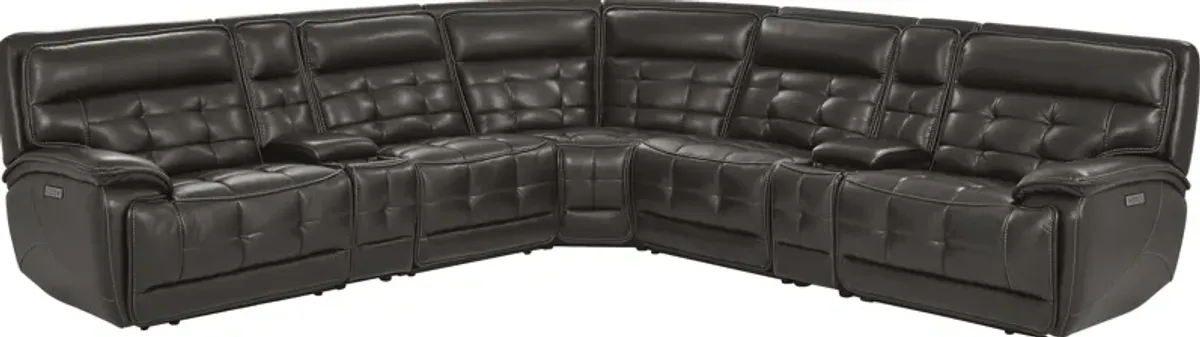 Pacific Heights Black Cherry 7 Pc Dual Power Reclining Sectional