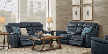 Sabella Navy Leather 2 Pc Reclining Living Room