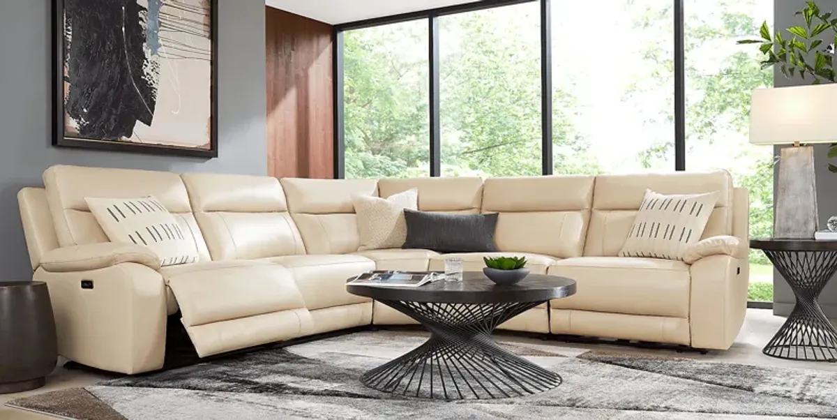 Delaney Point Beige Leather 8 Pc Power Reclining Sectional Living Room