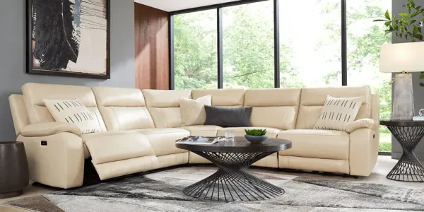 Delaney Point Beige Leather 8 Pc Power Reclining Sectional Living Room