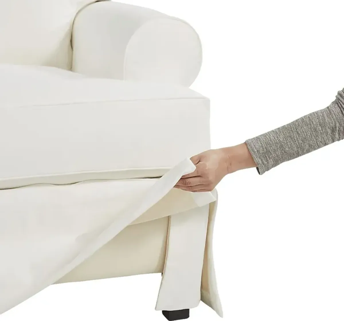 Beachside Walk White Denim Slipcover 5 Pc Living Room with Gel Foam Sleeper Sofa