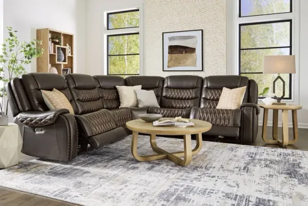 Marquee Brown 8 Pc Leather Triple Power Reclining Sectional Living Room