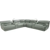 Rossini Mint Leather 7 Pc Dual Power Reclining Sectional