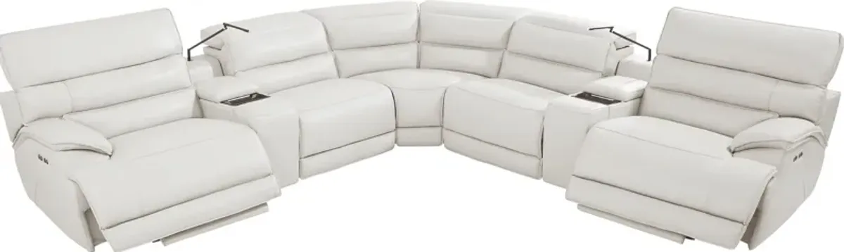 Rossini Light Gray Leather 7 Pc Dual Power Reclining Sectional