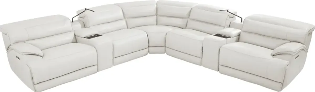 Rossini Light Gray Leather 7 Pc Dual Power Reclining Sectional