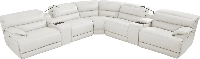Rossini Light Gray Leather 7 Pc Dual Power Reclining Sectional