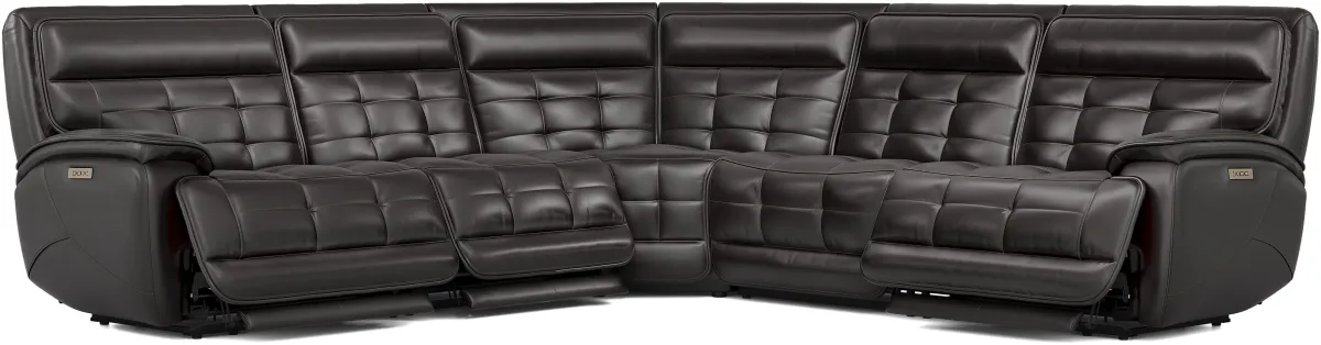 Pacific Heights Black Cherry Leather 8 Pc Dual Power Reclining Sectional Living Room