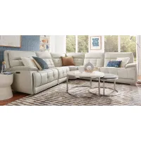 Pacific Heights Light Gray Leather 8 Pc Dual Power Reclining Sectional Living Room