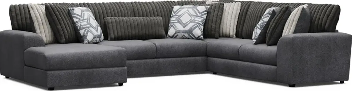 Moreau Street Black 6 Pc Sectional Living Room