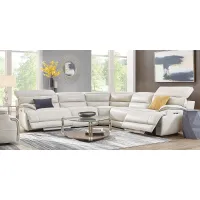Rossini Light Gray Leather 8 Pc Dual Power Reclining Sectional Living Room