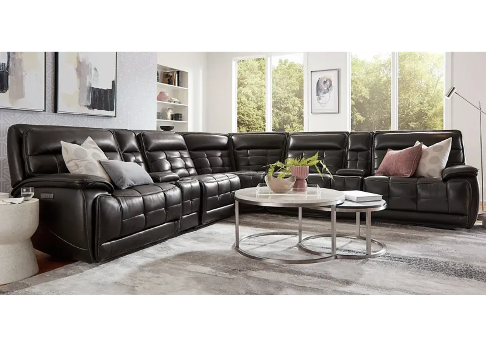 Pacific Heights Black Cherry 10 Pc Dual Power Reclining Sectional Living Room