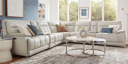 Pacific Heights Light Gray 10 Pc Dual Power Reclining Sectional Living Room
