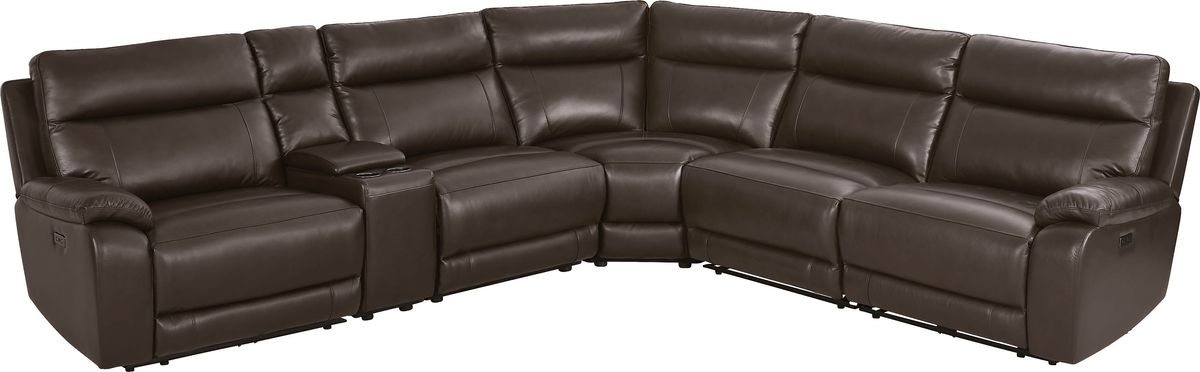 Delaney Point Brown Leather 6 Pc Power Reclining Sectional