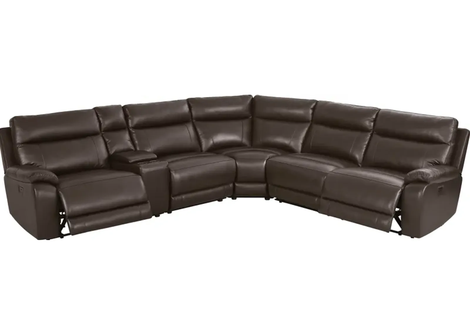 Delaney Point Brown Leather 6 Pc Power Reclining Sectional