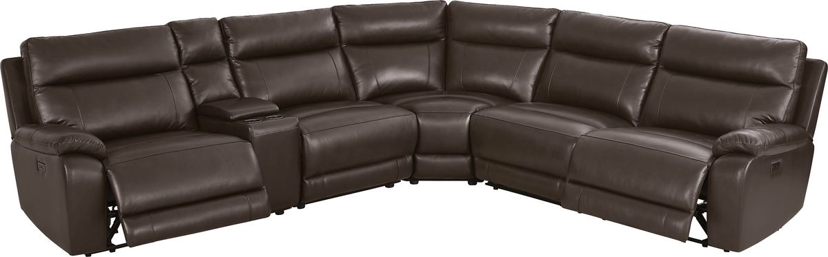 Delaney Point Brown Leather 6 Pc Power Reclining Sectional