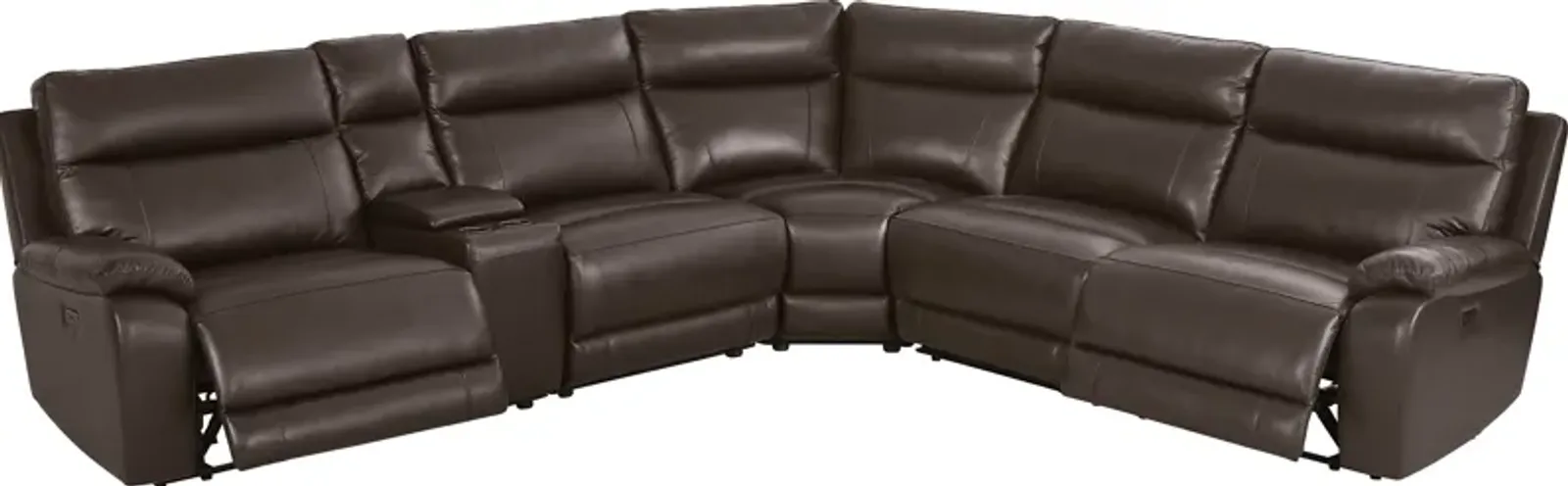 Delaney Point Brown Leather 6 Pc Power Reclining Sectional