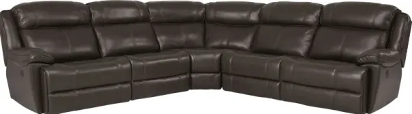 West Valley Brown 5 Pc Leather Power Reclining Sectional