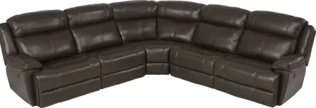 West Valley Brown 5 Pc Leather Power Reclining Sectional