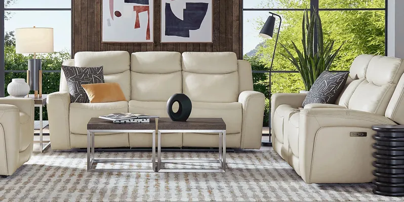 Davidson Platinum Leather 5 Pc Dual Power Reclining Living Room