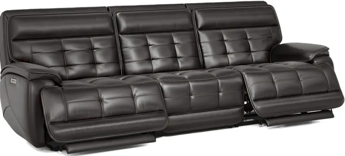 Pacific Heights Black Cherry Leather 3 Pc Dual Power Reclining Sectional