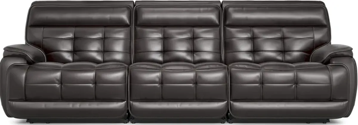 Pacific Heights Black Cherry Leather 3 Pc Dual Power Reclining Sectional