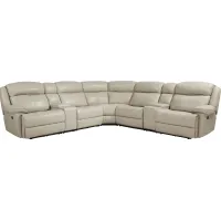 West Valley Beige 7 Pc Leather Power Reclining Sectional