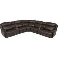 West Valley Brown 7 Pc Leather Power Reclining Sectional