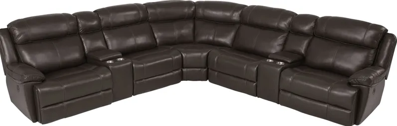 West Valley Brown 7 Pc Leather Power Reclining Sectional