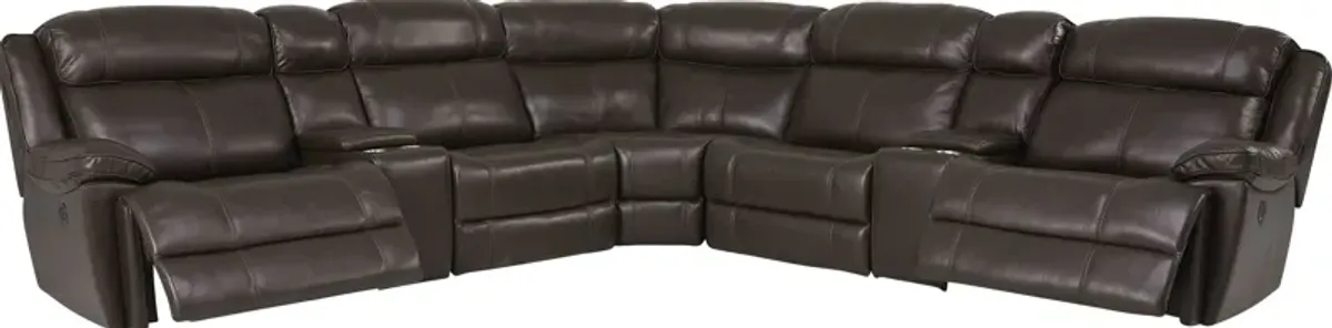 West Valley Brown 7 Pc Leather Power Reclining Sectional