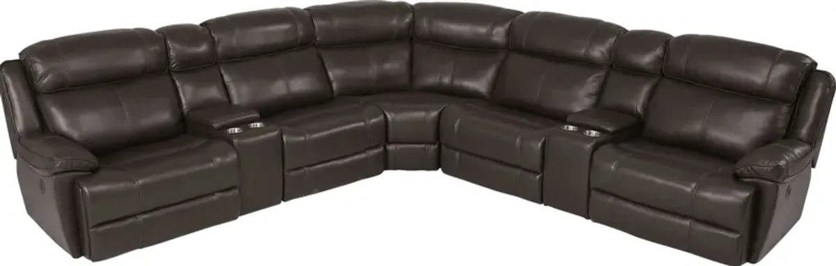 West Valley Brown 7 Pc Leather Power Reclining Sectional