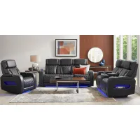 Port Royal Midnight Leather 5 Pc Triple Power Reclining Living Room