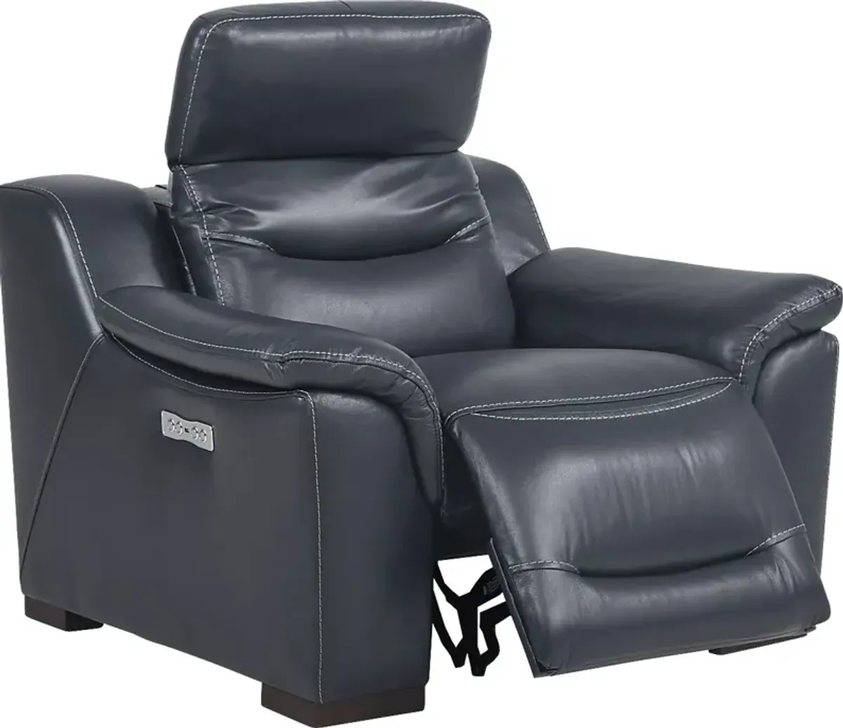 Gallia Way Navy Leather Dual Power Recliner