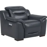Gallia Way Navy Leather Dual Power Recliner