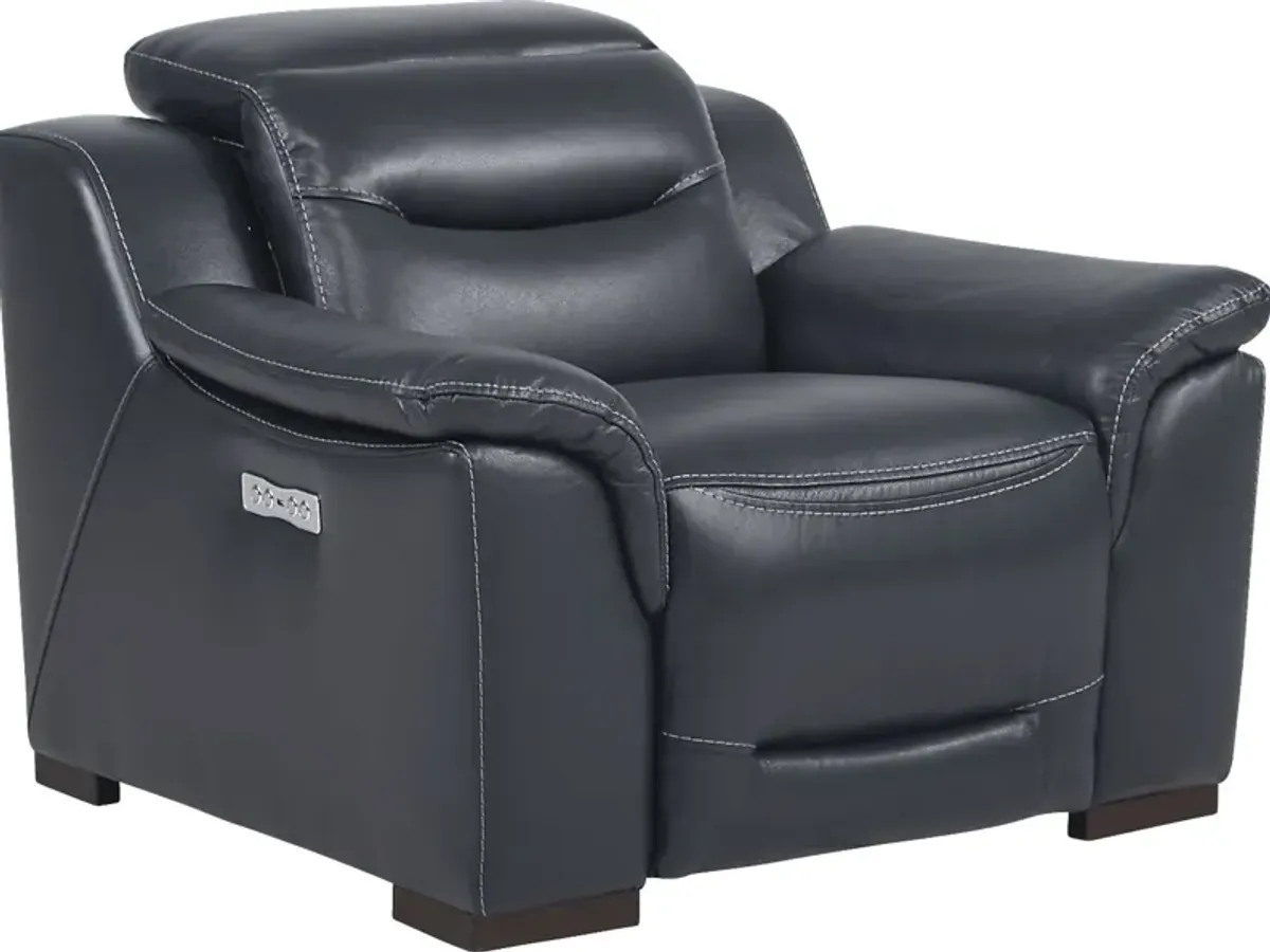 Gallia Way Navy Leather Dual Power Recliner