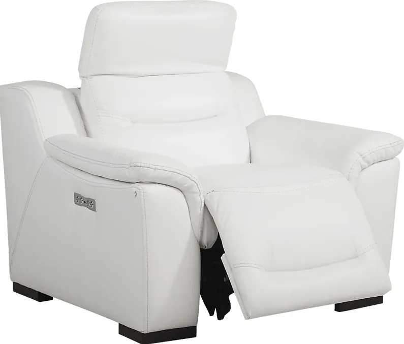 Gallia Way White Leather Dual Power Recliner