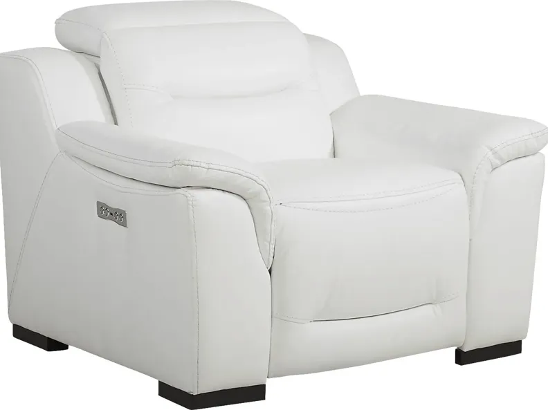 Gallia Way White Leather Dual Power Recliner