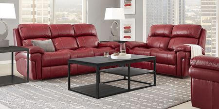 Trevino Place Burgundy Leather 5 Pc Living Room with Reclining Sofa