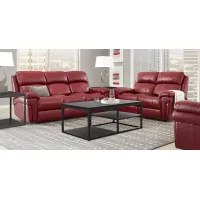 Trevino Place Burgundy Leather 5 Pc Living Room with Reclining Sofa