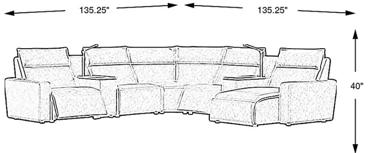 Saddle 7 Pc Dual Power Reclining ModularTwo by Rooms To Go