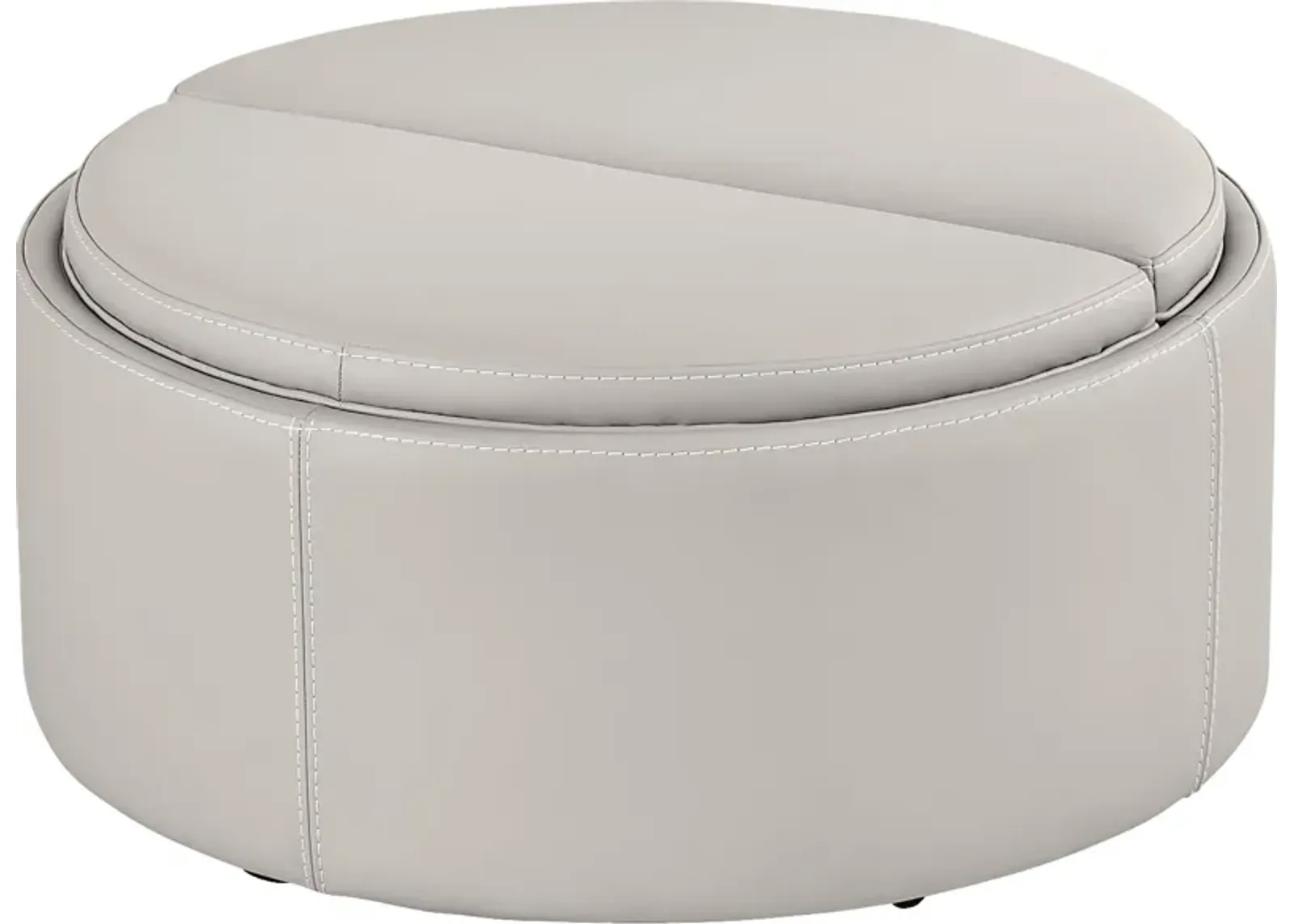 Alessio Light Gray Leather Cocktail Storage Ottoman