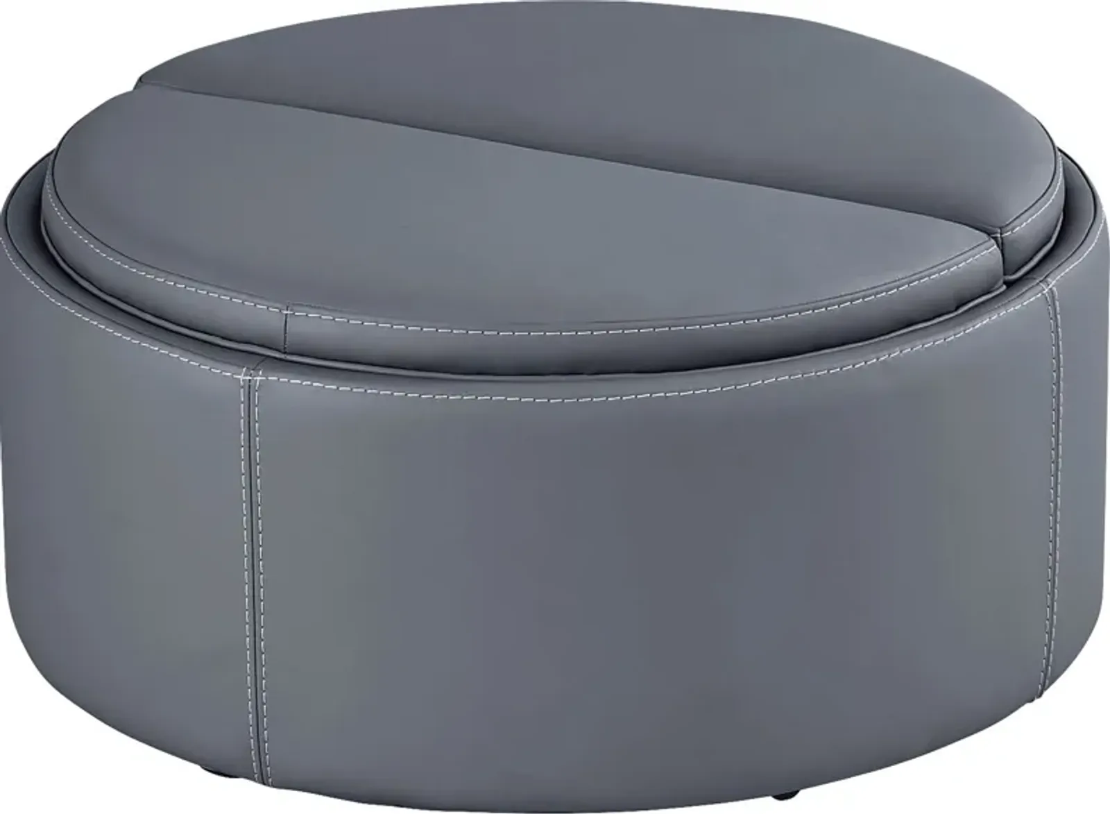 Alessio Navy Leather Cocktail Storage Ottoman