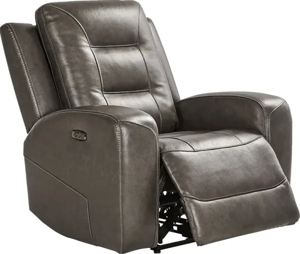 Montero Charcoal Leather Dual Power Recliner