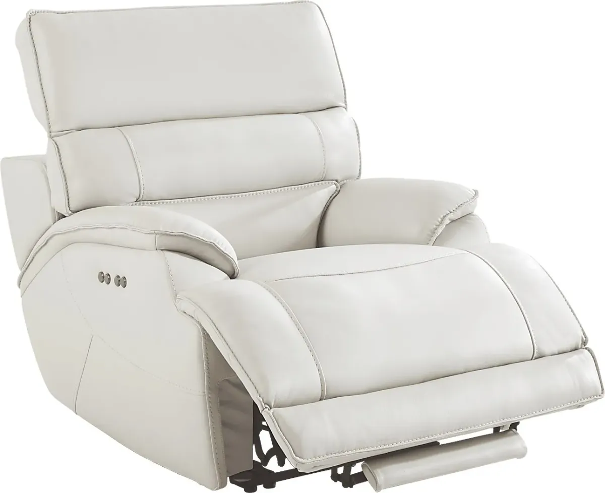 Rossini Light Gray Leather Dual Power Recliner