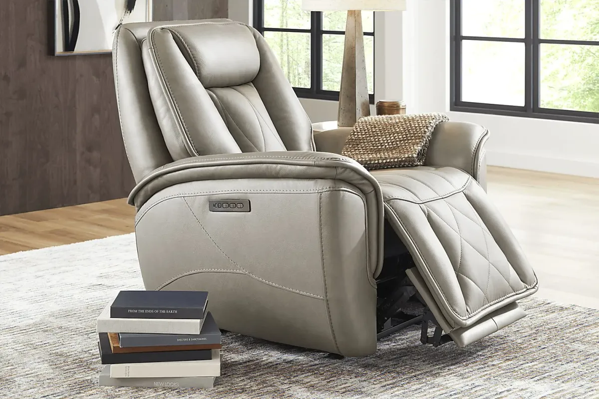 Dalton Gray Leather Triple Power Recliner