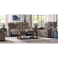 Chief Taupe 7 Pc Living Room with Dual Power Reclining Sofa