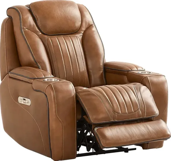 Amplify Brown Leather Triple Power Recliner