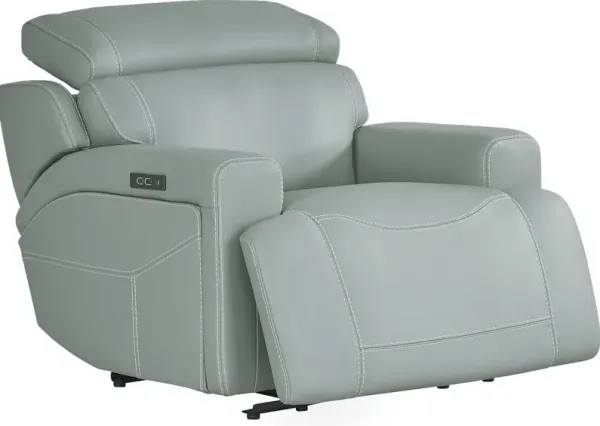 Alessio Mint Leather Dual Power Recliner